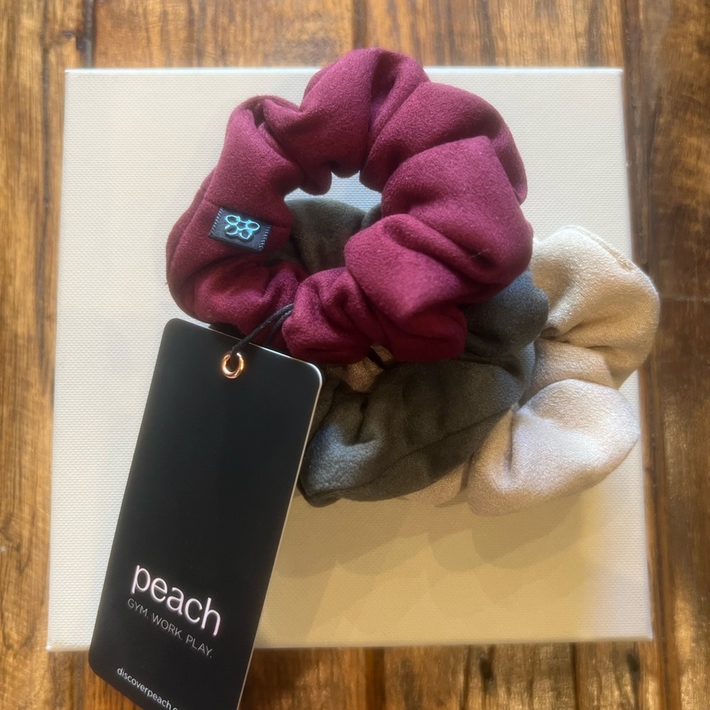 Peach Faux Suede Scrunchie Set